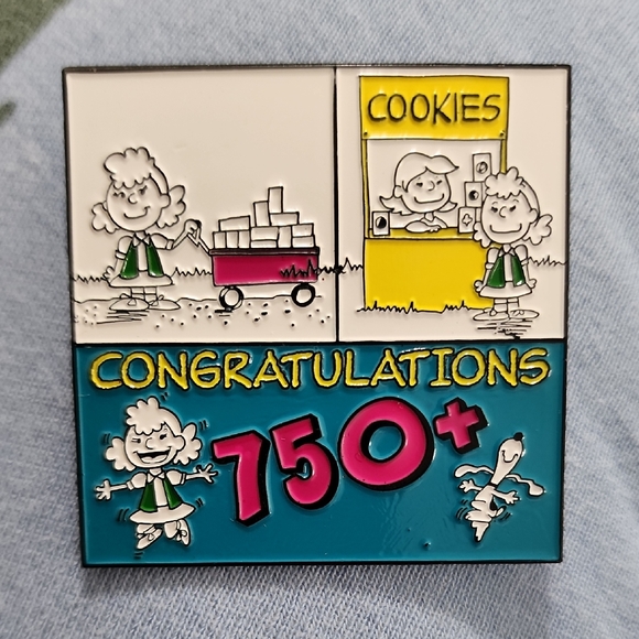 Girl Scouts Jewelry - NIP Girl Scout Cookie Sales Congratulations 750+ Cookie Sales Pin Badge